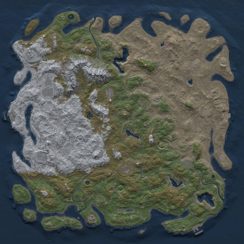 Rust Map: Procedural Map, Size: 6000, Seed: 134679258, 17 Monuments