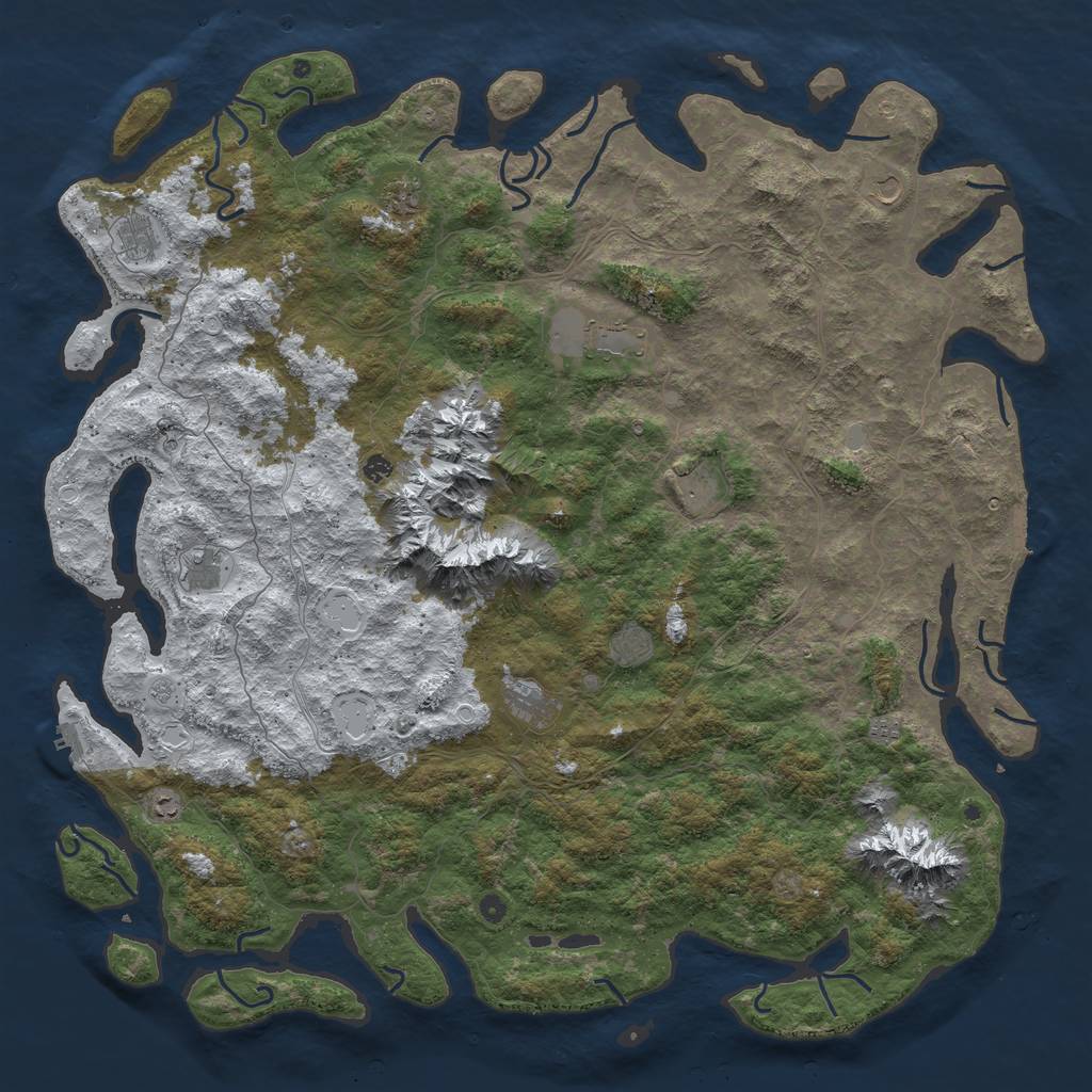 Rust Map: Procedural Map, Size: 6000, Seed: 134679258, 20 Monuments