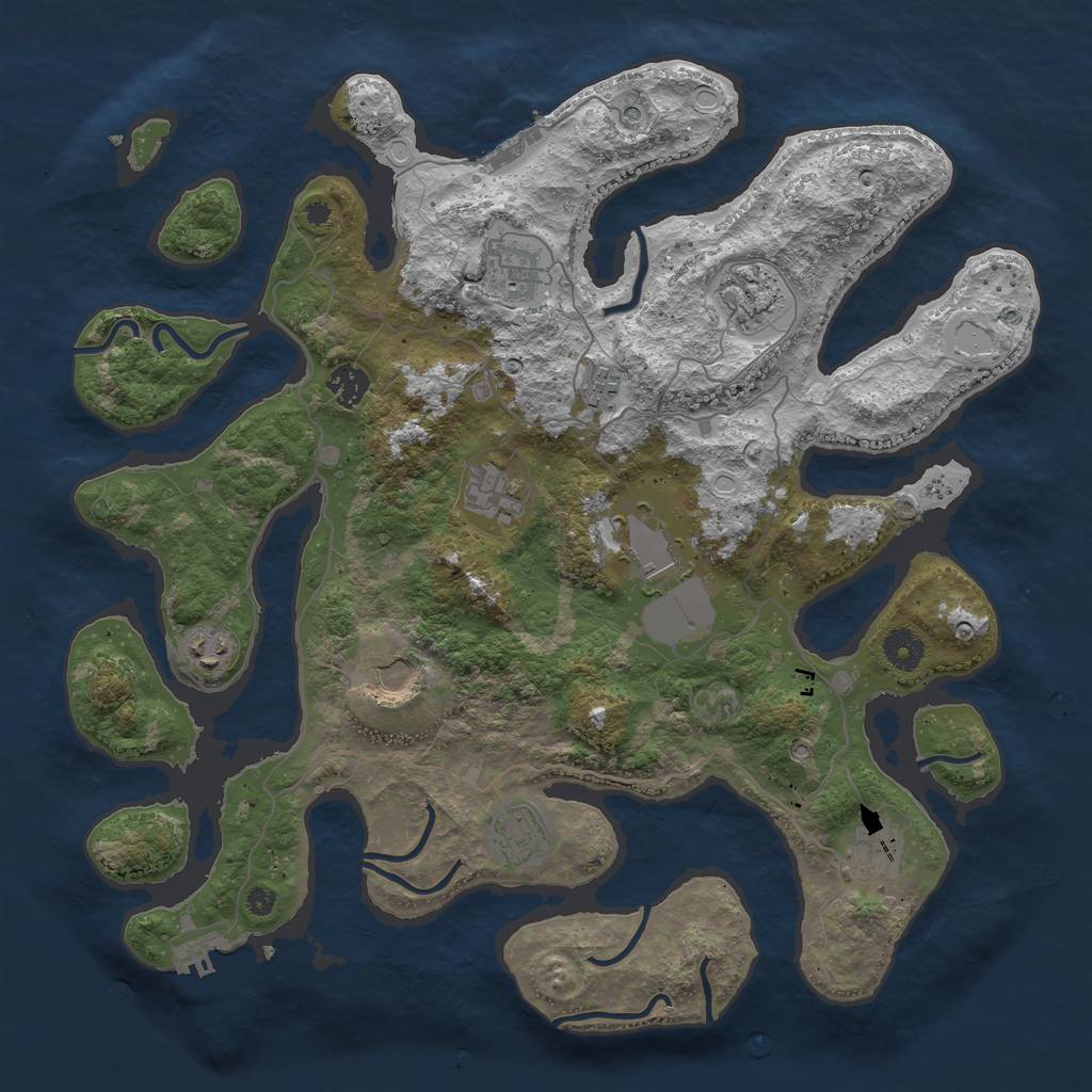 Rust Map: Procedural Map, Size: 4000, Seed: 200098, 18 Monuments