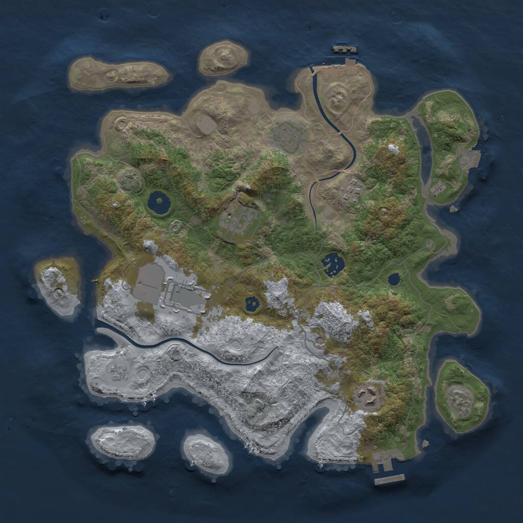 Rust Map: Procedural Map, Size: 3500, Seed: 1057958455, 12 Monuments