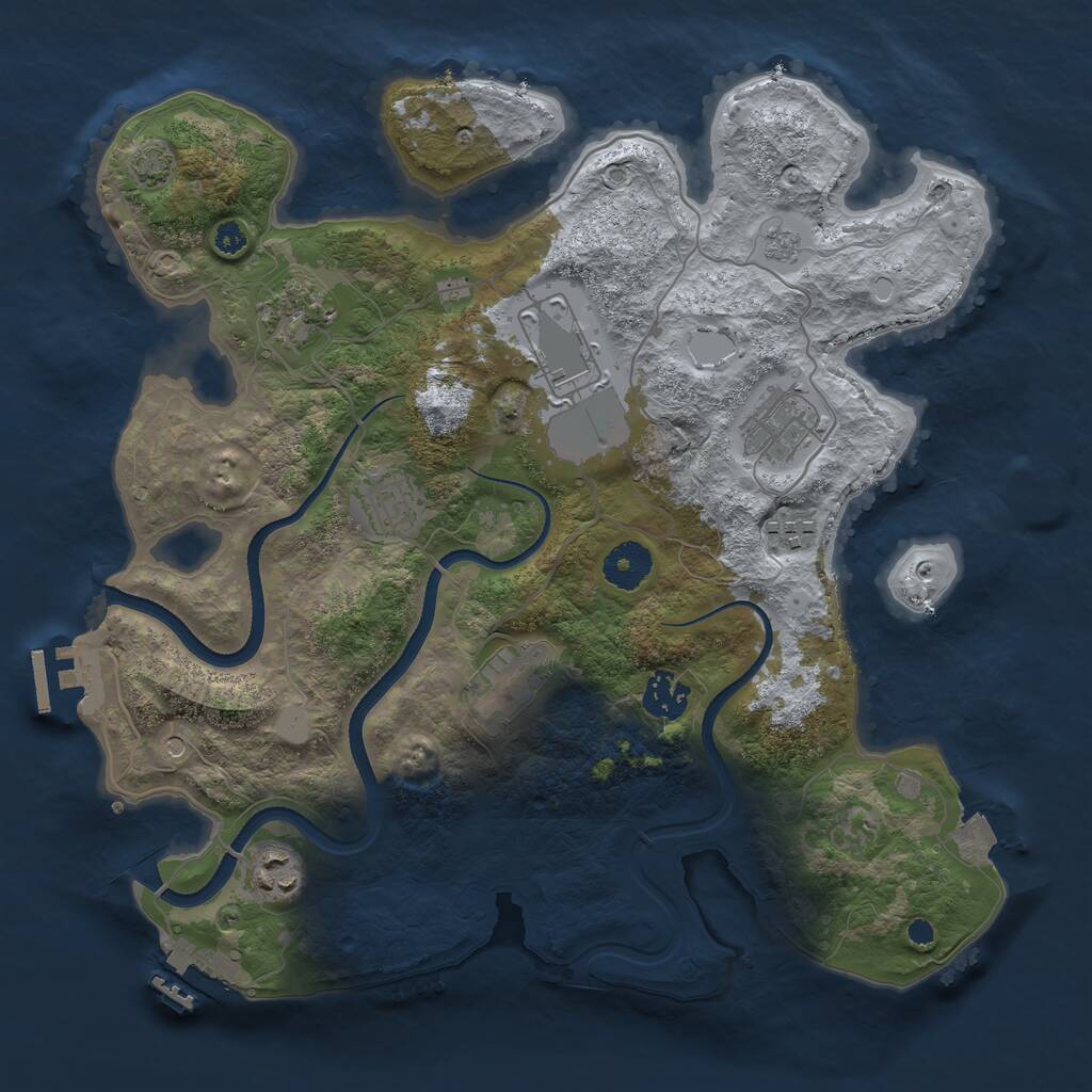 Rust Map: Procedural Map, Size: 3500, Seed: 134142354, 14 Monuments