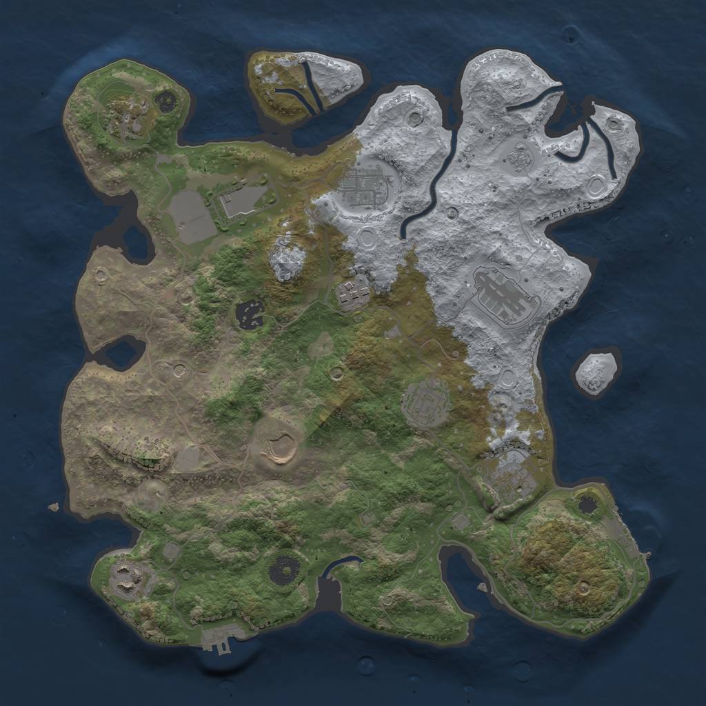 Rust Map: Procedural Map, Size: 3500, Seed: 134142354, 19 Monuments