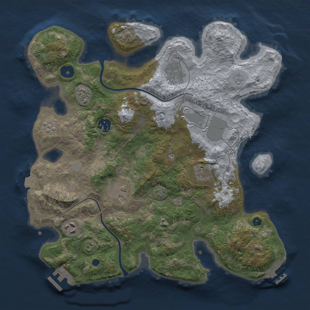 Rust Map: Procedural Map, Size: 3500, Seed: 134142354, 13 Monuments