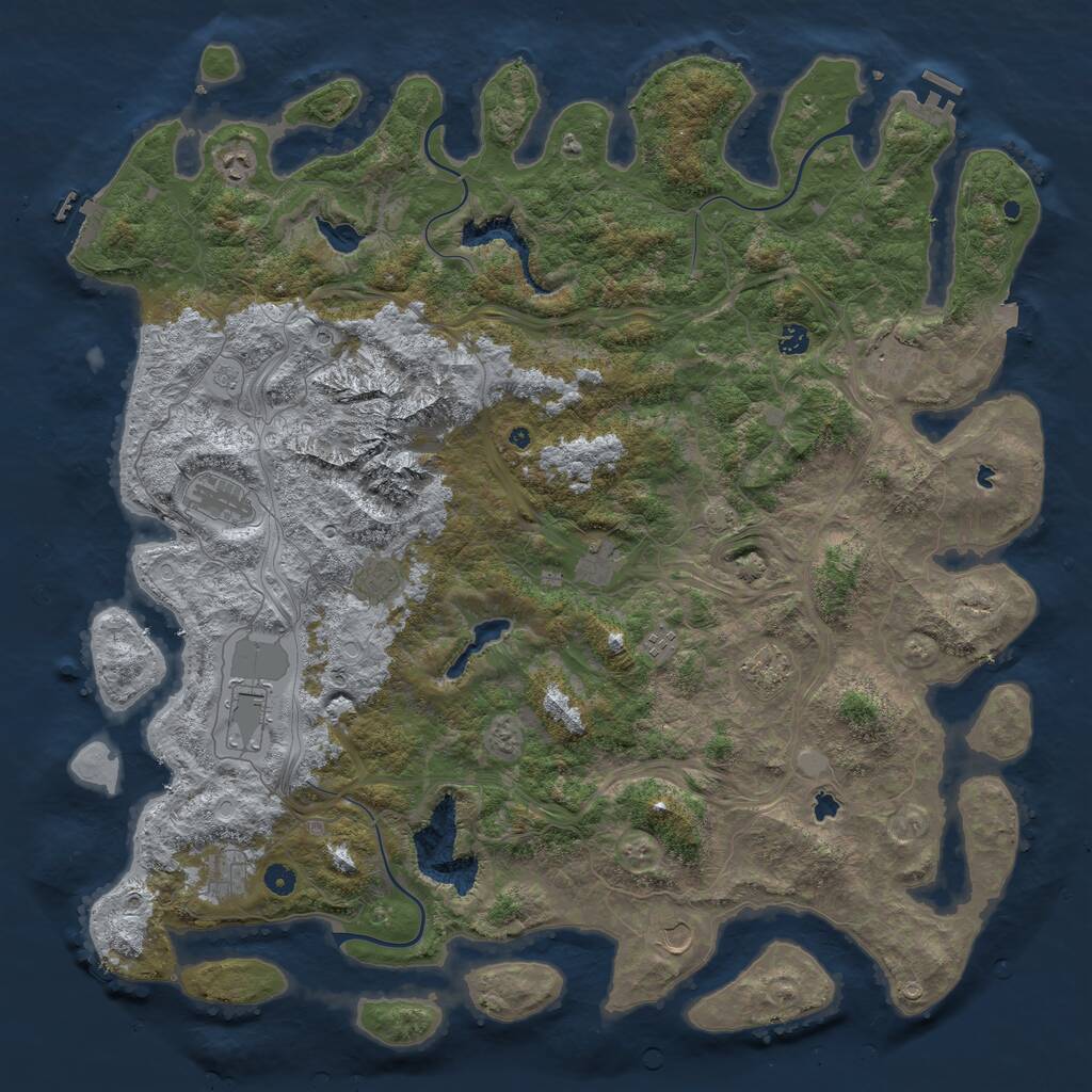Rust Map: Procedural Map, Size: 5200, Seed: 1291577016, 17 Monuments