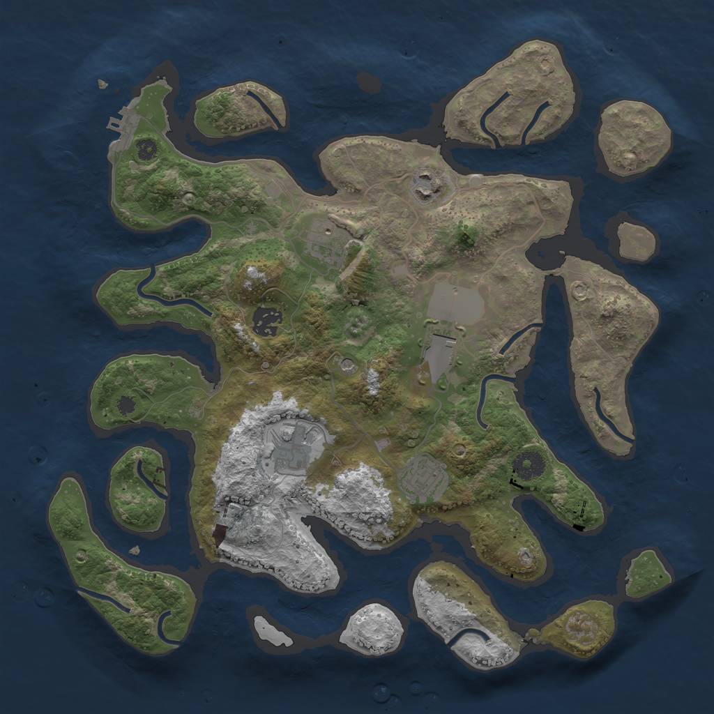 Rust Map: Procedural Map, Size: 3500, Seed: 988796546, 10 Monuments