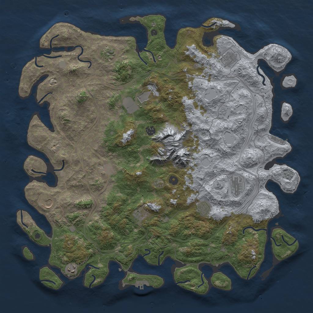 Rust Map: Procedural Map, Size: 5000, Seed: 1042268525, 18 Monuments