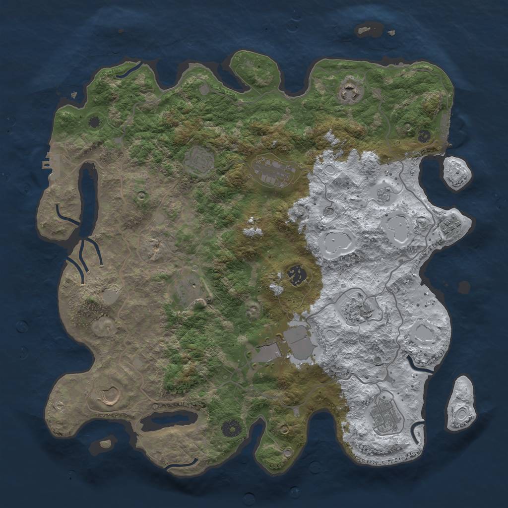 Rust Map: Procedural Map, Size: 4000, Seed: 641321435, 19 Monuments