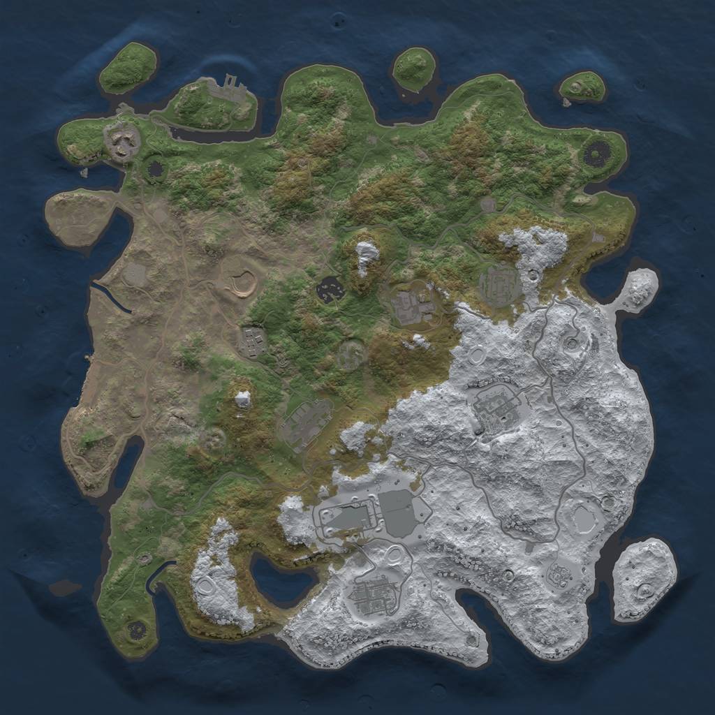 Rust Map: Procedural Map, Size: 4000, Seed: 3358874, 19 Monuments