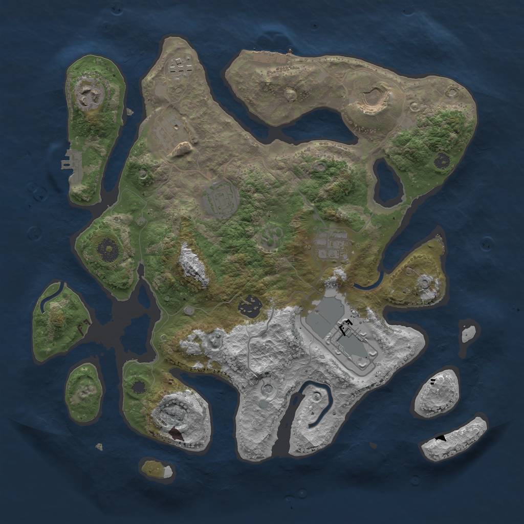 Rust Map: Procedural Map, Size: 3500, Seed: 1429693045, 13 Monuments