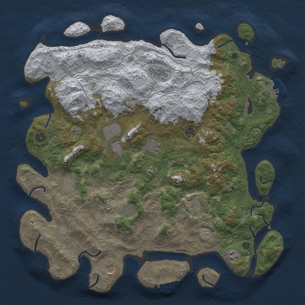 Rust Map: Procedural Map, Size: 4500, Seed: 348345329, 19 Monuments