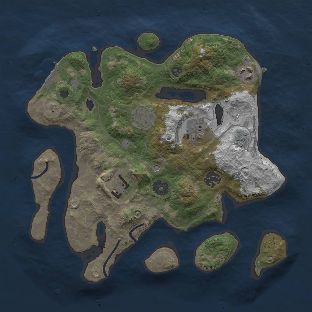 Rust Map: Procedural Map, Size: 3000, Seed: 1128157140, 10 Monuments