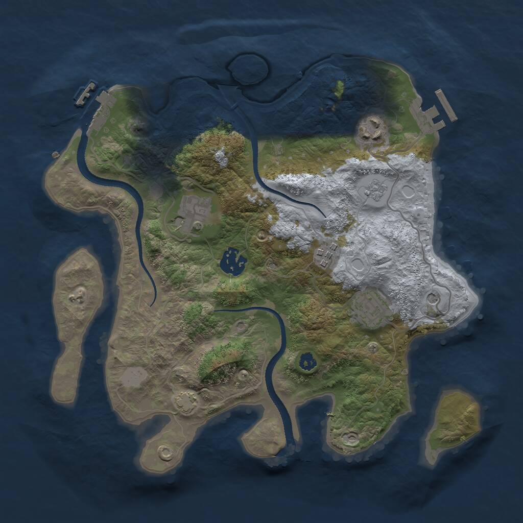 Rust Map: Procedural Map, Size: 3000, Seed: 1128157140, 11 Monuments