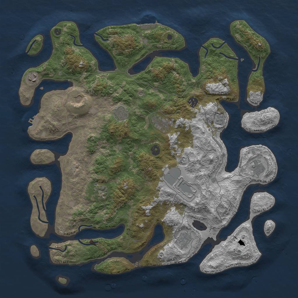 Rust Map: Procedural Map, Size: 4500, Seed: 50174711, 18 Monuments