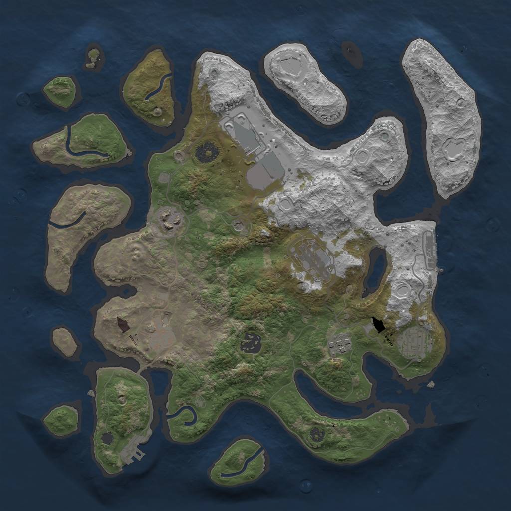 Rust Map: Procedural Map, Size: 3500, Seed: 38955326, 18 Monuments