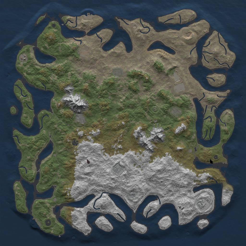 Rust Map: Procedural Map, Size: 6000, Seed: 1654, 19 Monuments