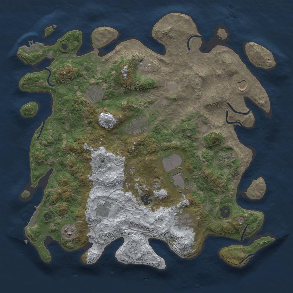 Rust Map: Procedural Map, Size: 4000, Seed: 9571, 19 Monuments