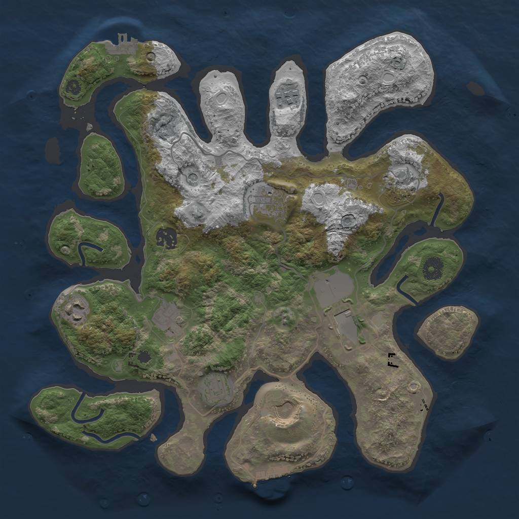 Rust Map: Procedural Map, Size: 3500, Seed: 50611038, 20 Monuments