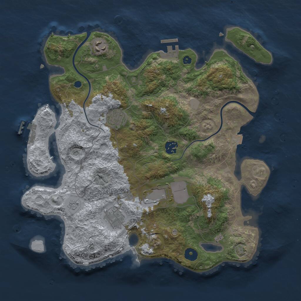 Rust Map: Procedural Map, Size: 3500, Seed: 13374020, 11 Monuments