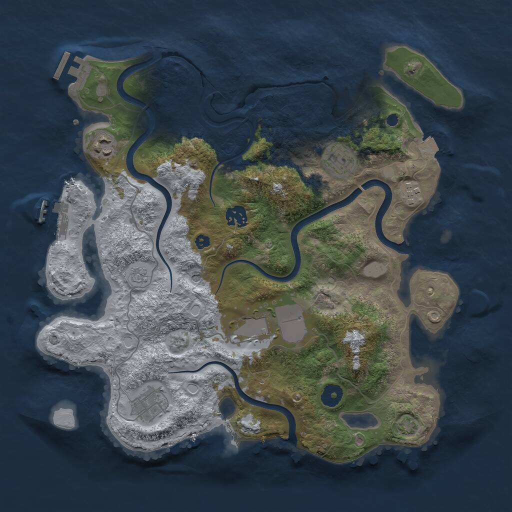 Rust Map: Procedural Map, Size: 3500, Seed: 13374020, 12 Monuments