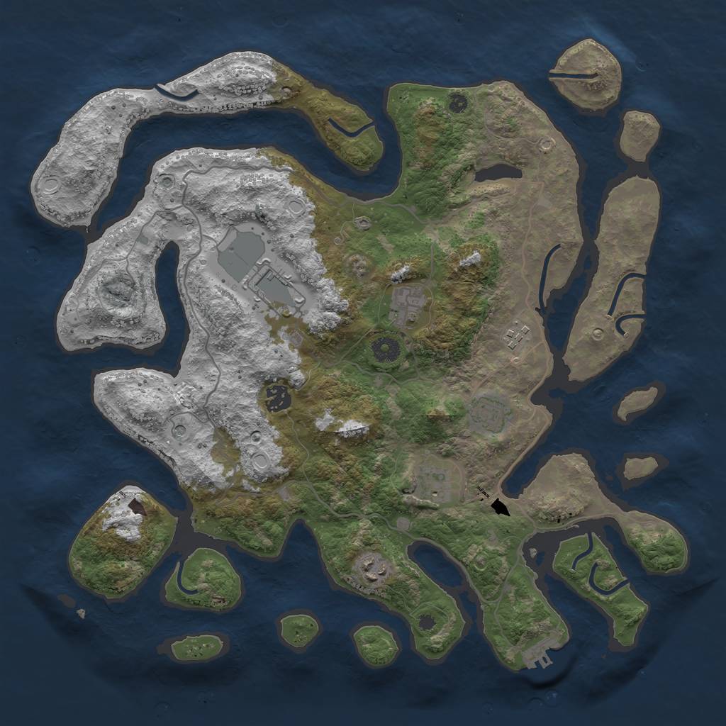 Rust Map: Procedural Map, Size: 4000, Seed: 46375896, 17 Monuments