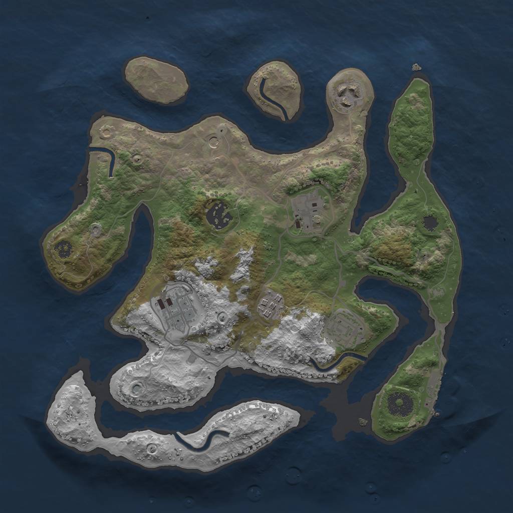 Rust Map: Procedural Map, Size: 3000, Seed: 1625846851, 10 Monuments