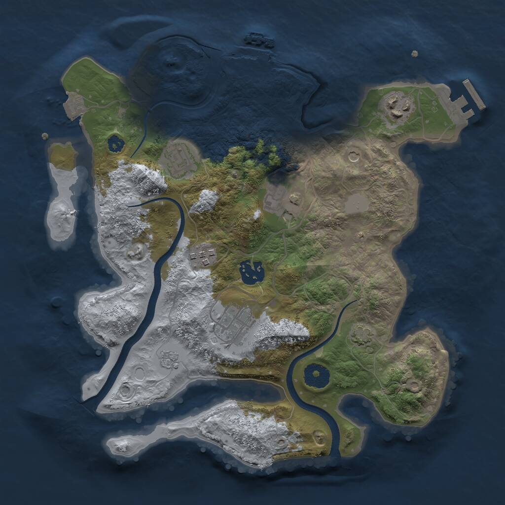 Rust Map: Procedural Map, Size: 3000, Seed: 78645403, 12 Monuments