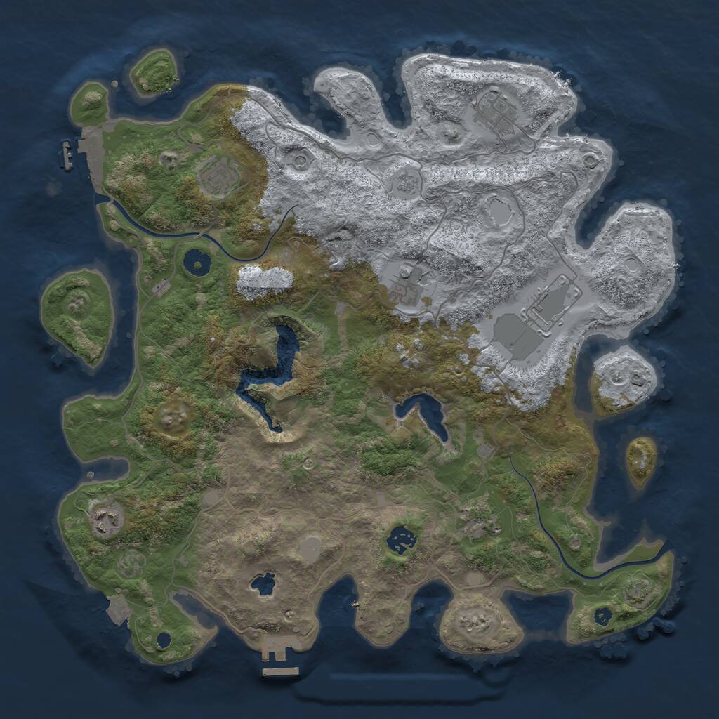 Rust Map: Procedural Map, Size: 4000, Seed: 577708085, 13 Monuments