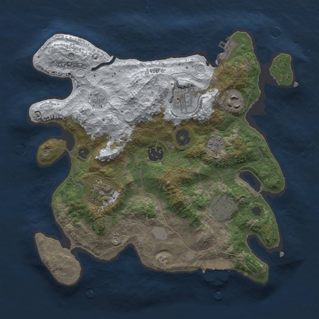 Rust Map: Procedural Map, Size: 3000, Seed: 100069, 14 Monuments