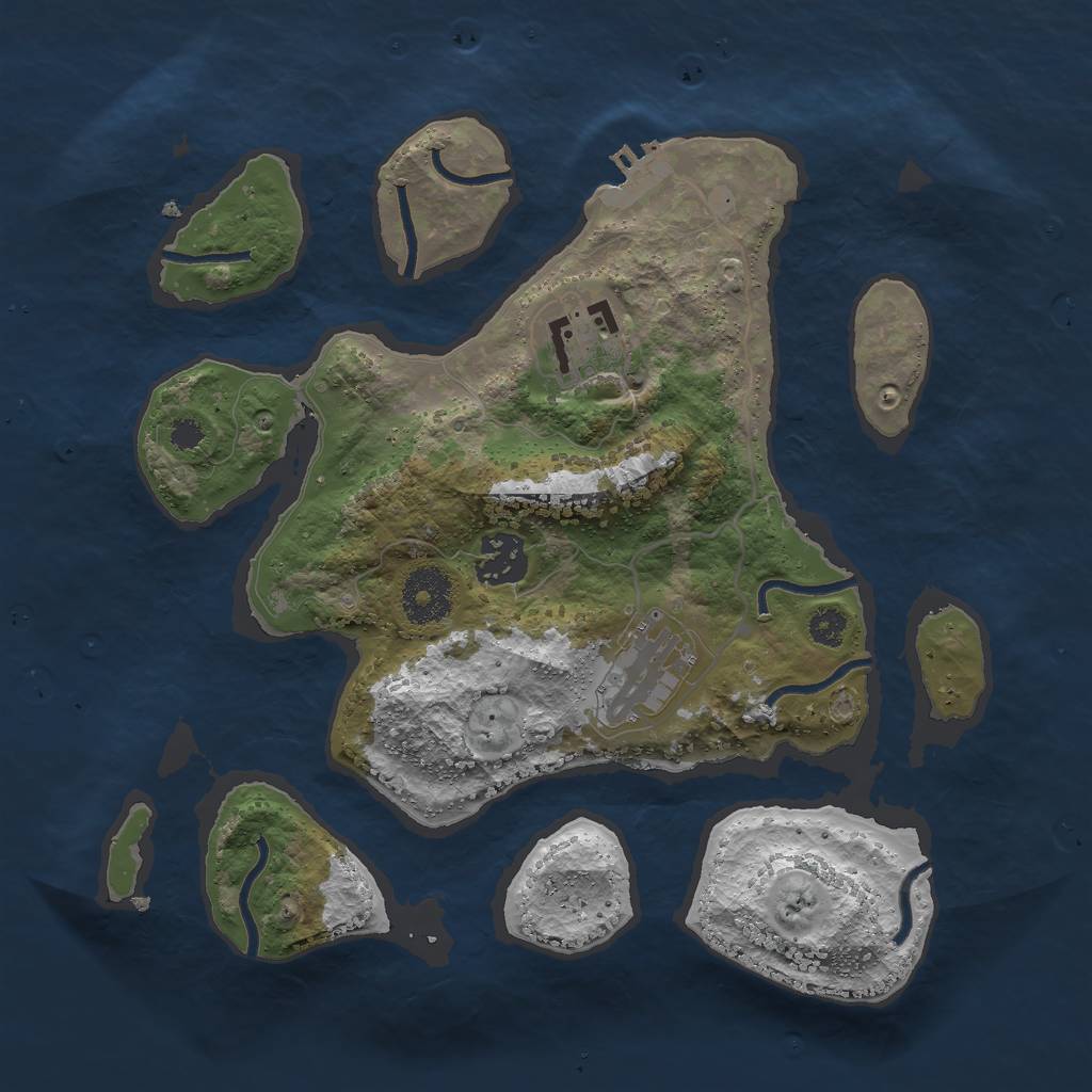 Rust Map: Procedural Map, Size: 3000, Seed: 597601081, 6 Monuments