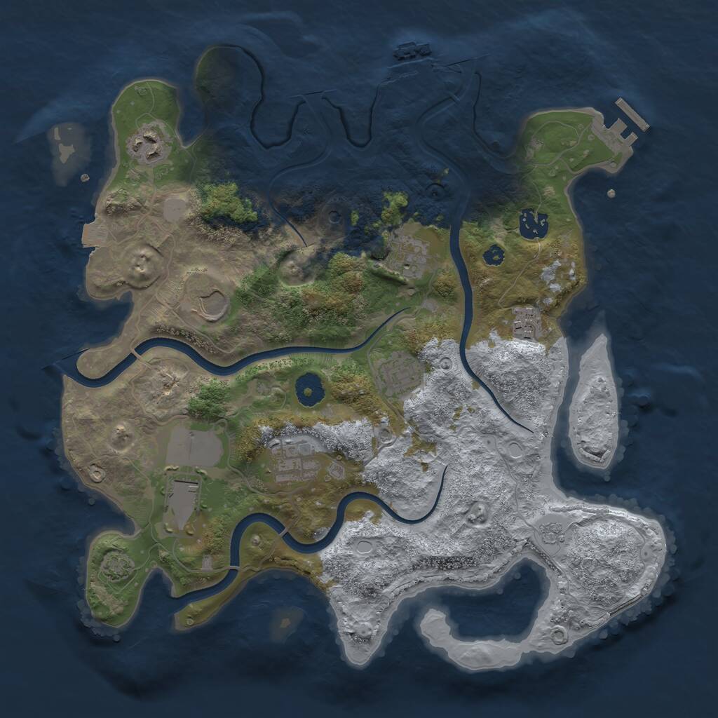Rust Map: Procedural Map, Size: 3500, Seed: 346781, 14 Monuments