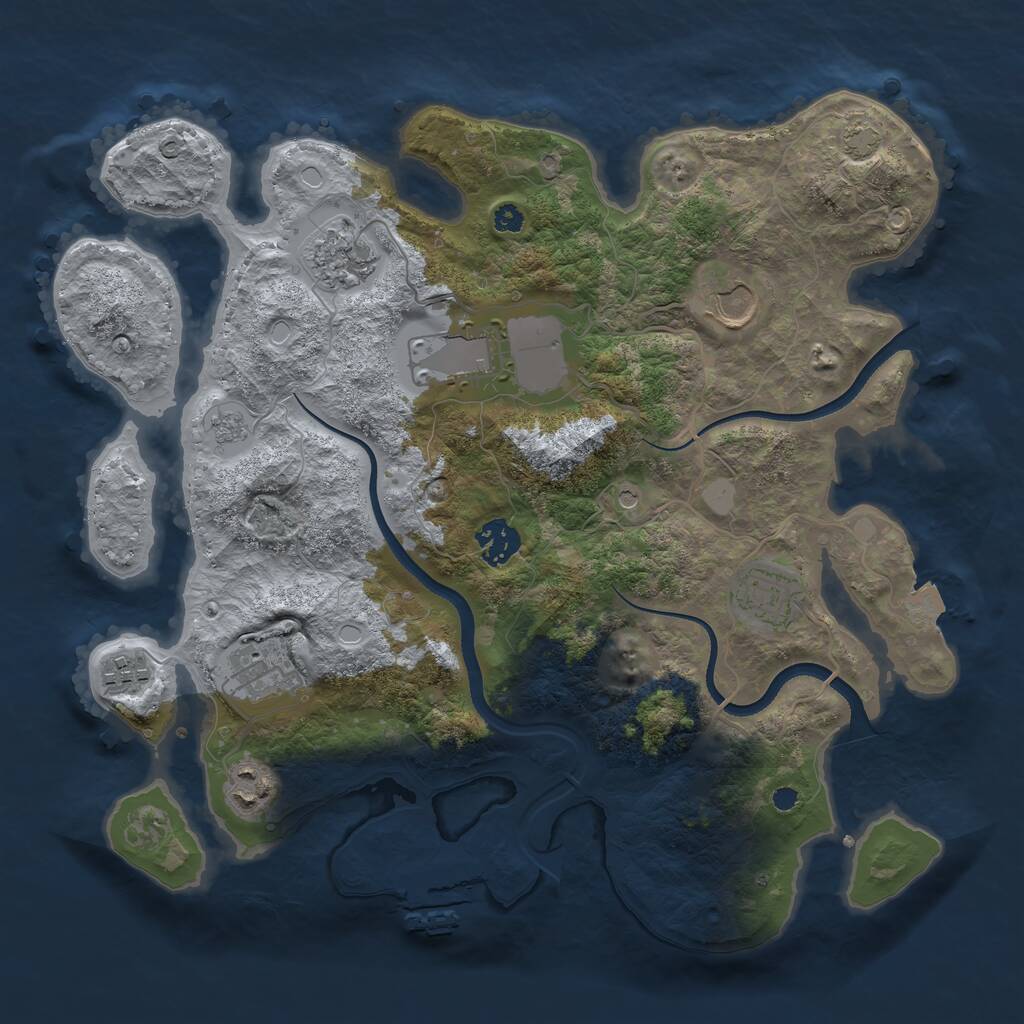 Rust Map: Procedural Map, Size: 3500, Seed: 21498880, 13 Monuments
