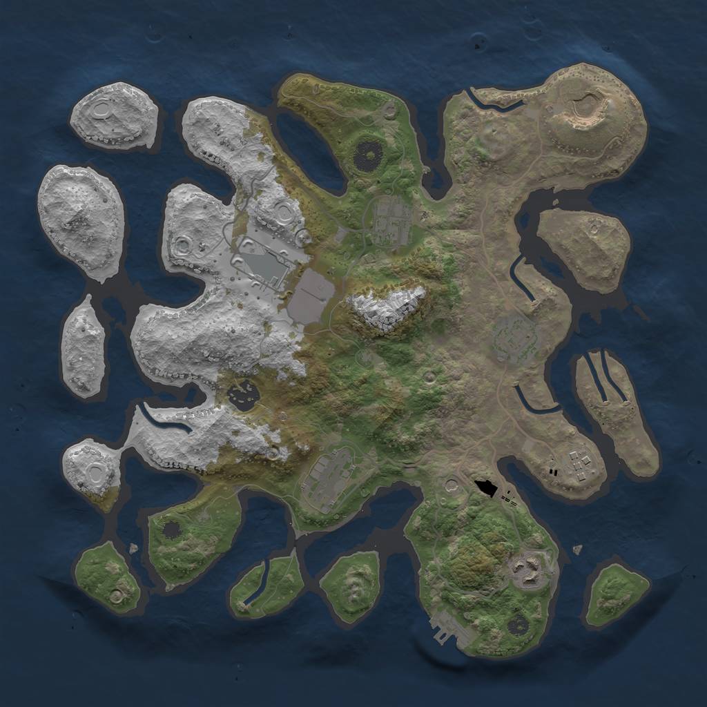 Rust Map: Procedural Map, Size: 3500, Seed: 21498880, 15 Monuments