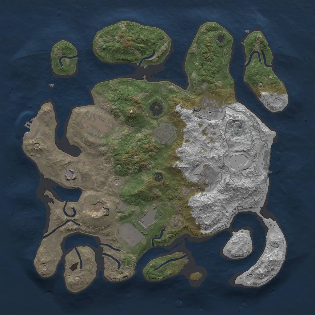 Rust Map: Procedural Map, Size: 3500, Seed: 928555, 15 Monuments