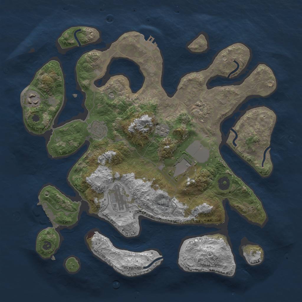 Rust Map: Procedural Map, Size: 3500, Seed: 629603, 14 Monuments