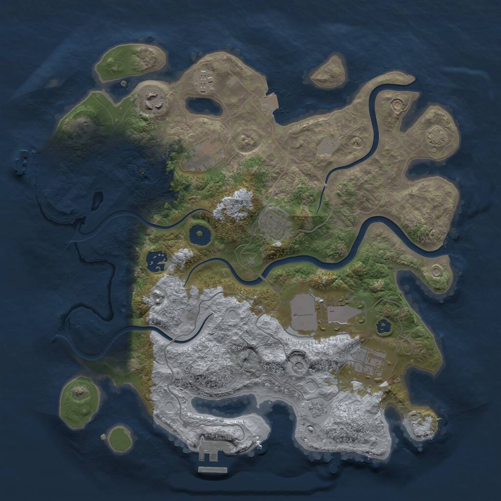 Rust Map: Procedural Map, Size: 3500, Seed: 629603, 13 Monuments