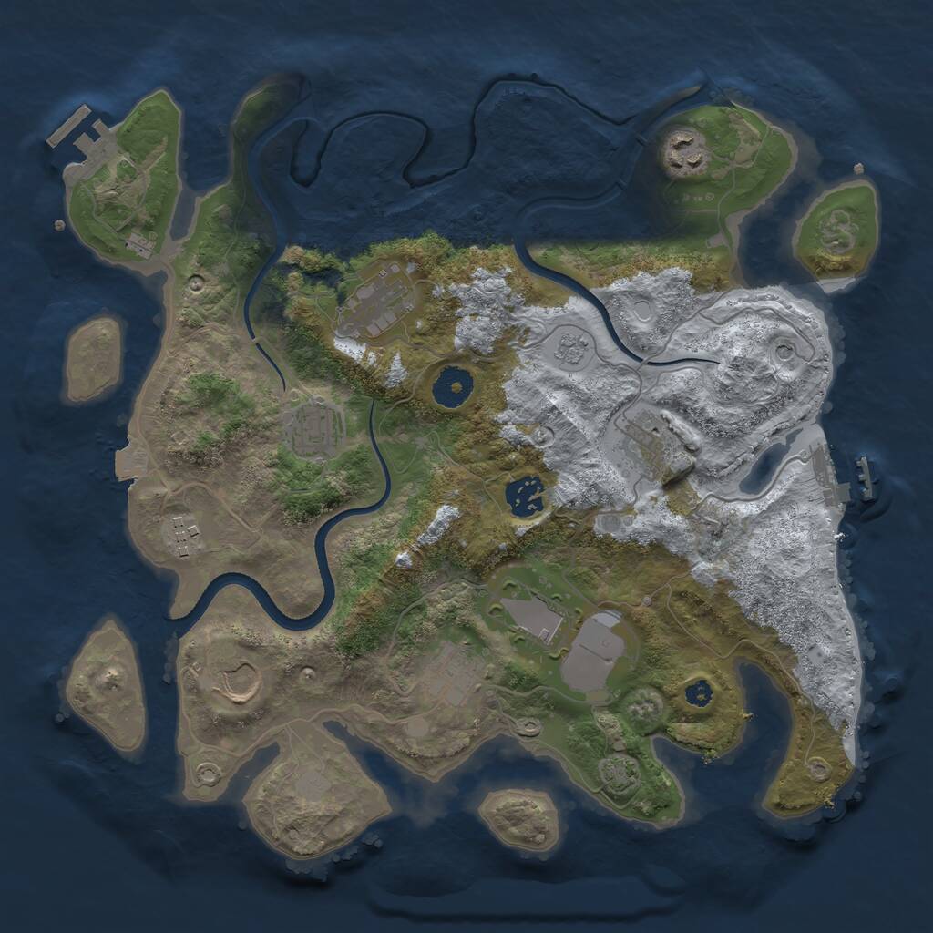 Rust Map: Procedural Map, Size: 3500, Seed: 758633, 15 Monuments