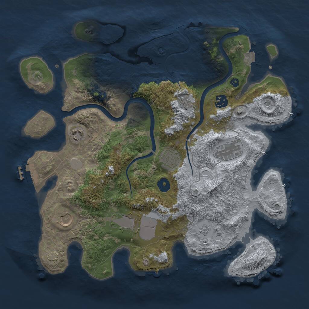 Rust Map: Procedural Map, Size: 3500, Seed: 34058900, 12 Monuments