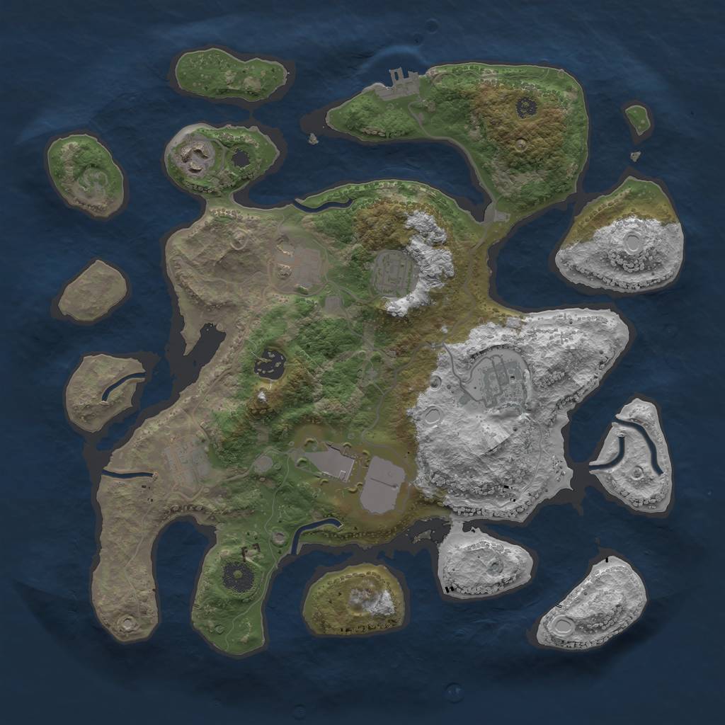 Rust Map: Procedural Map, Size: 3500, Seed: 34058900, 13 Monuments