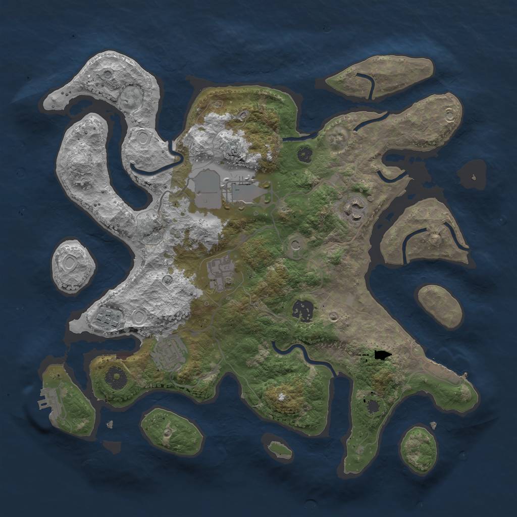 Rust Map: Procedural Map, Size: 3500, Seed: 668369193, 14 Monuments