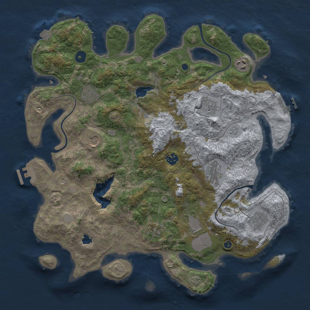 Rust Map: Procedural Map, Size: 4050, Seed: 14739, 15 Monuments