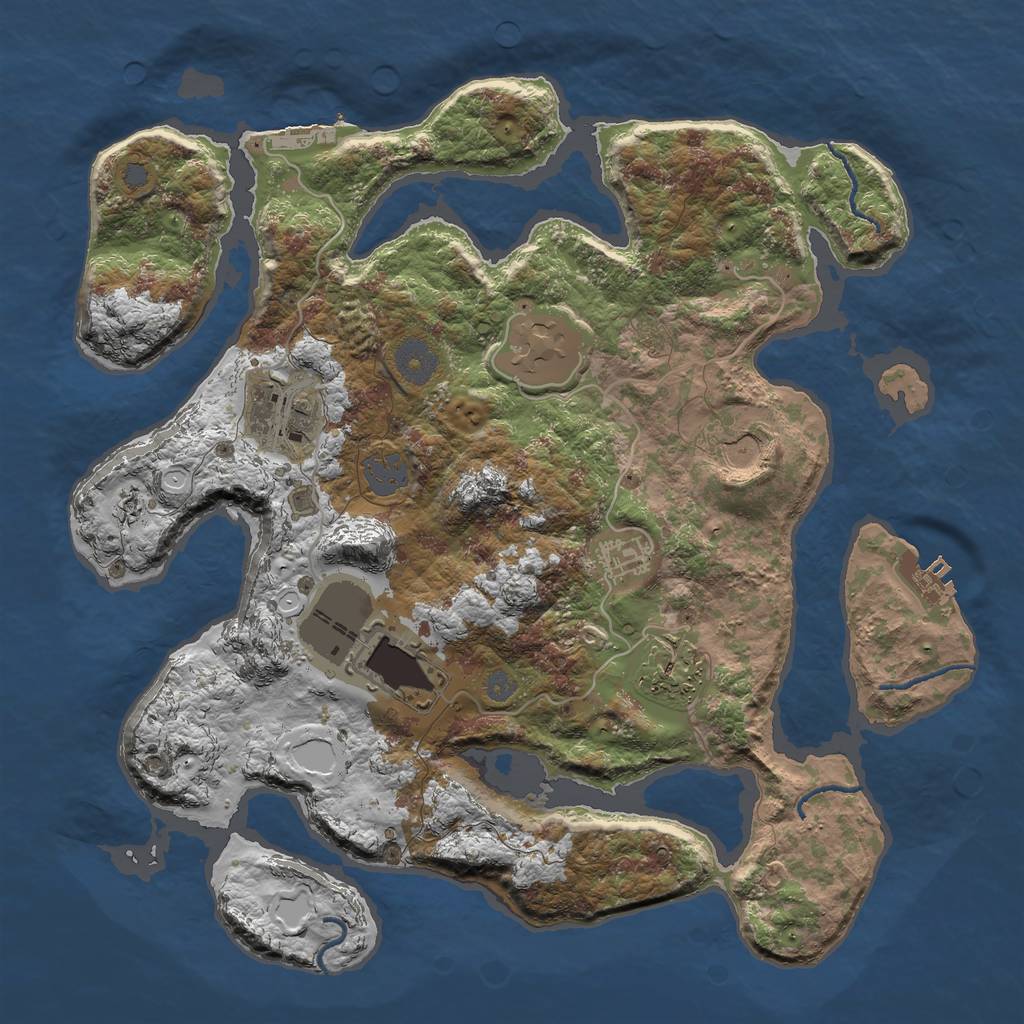 Rust Map: Procedural Map, Size: 3500, Seed: 388642, 13 Monuments