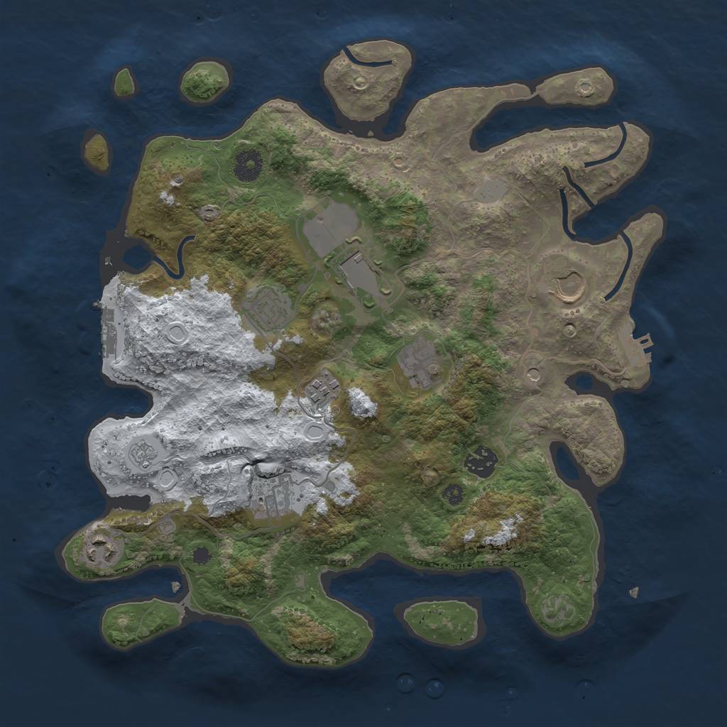 Rust Map: Procedural Map, Size: 3500, Seed: 849410, 17 Monuments