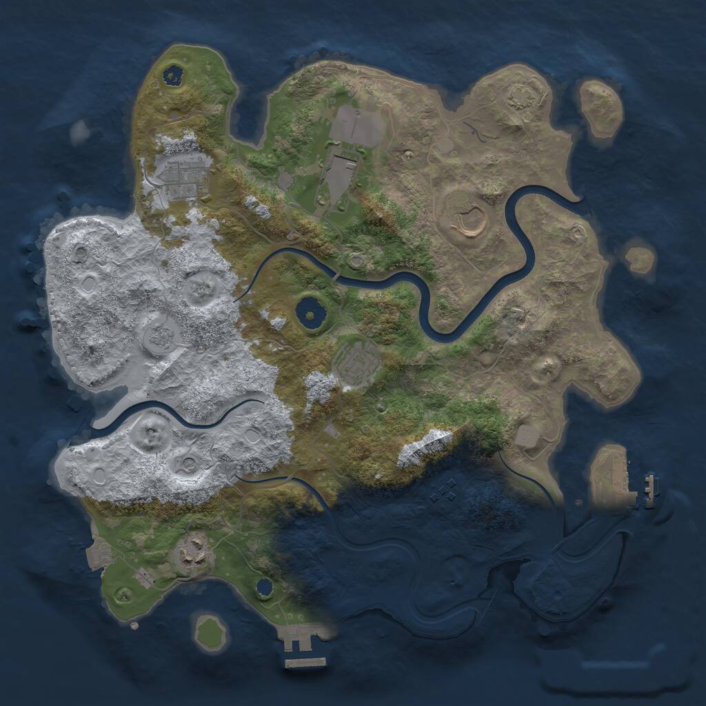 Rust Map: Procedural Map, Size: 3500, Seed: 516024, 12 Monuments