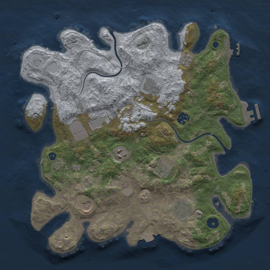 Rust Map: Procedural Map, Size: 3500, Seed: 675180, 14 Monuments