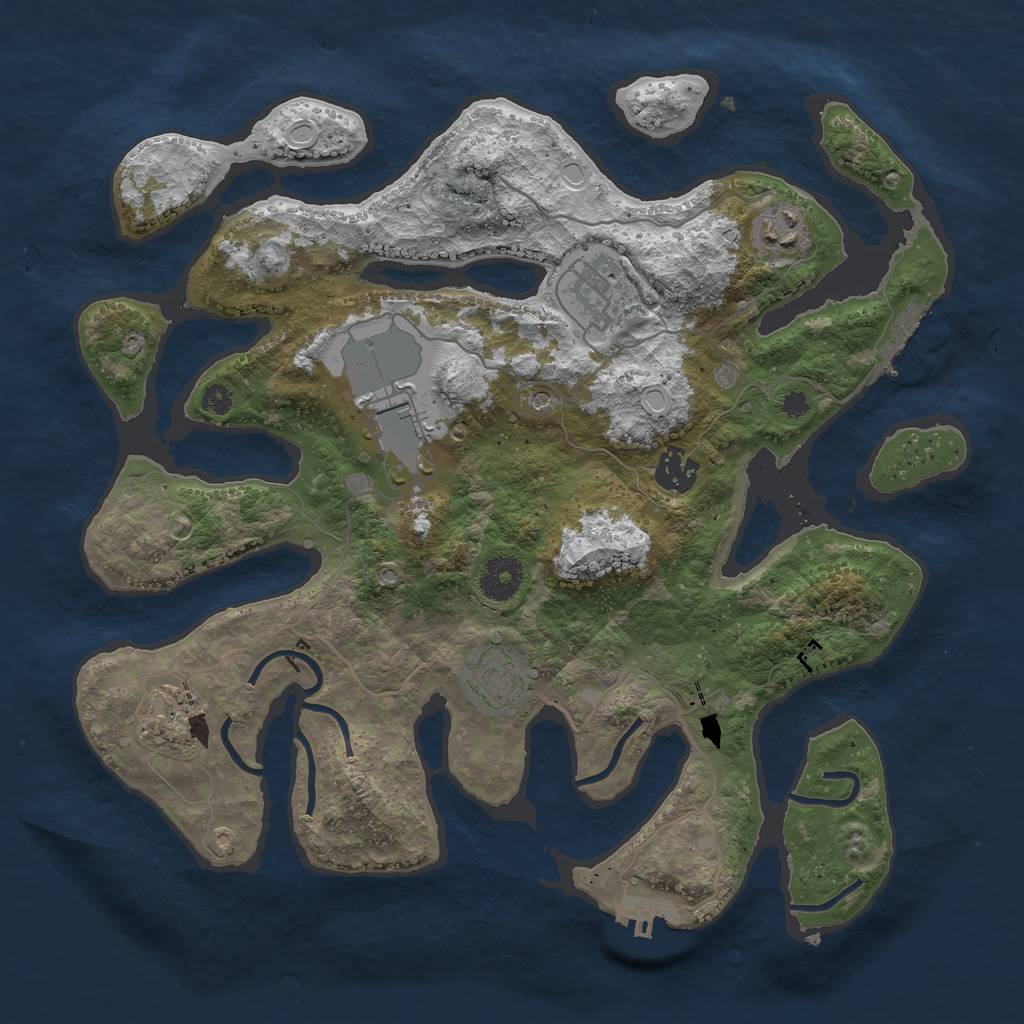 Rust Map: Procedural Map, Size: 3500, Seed: 350428, 17 Monuments