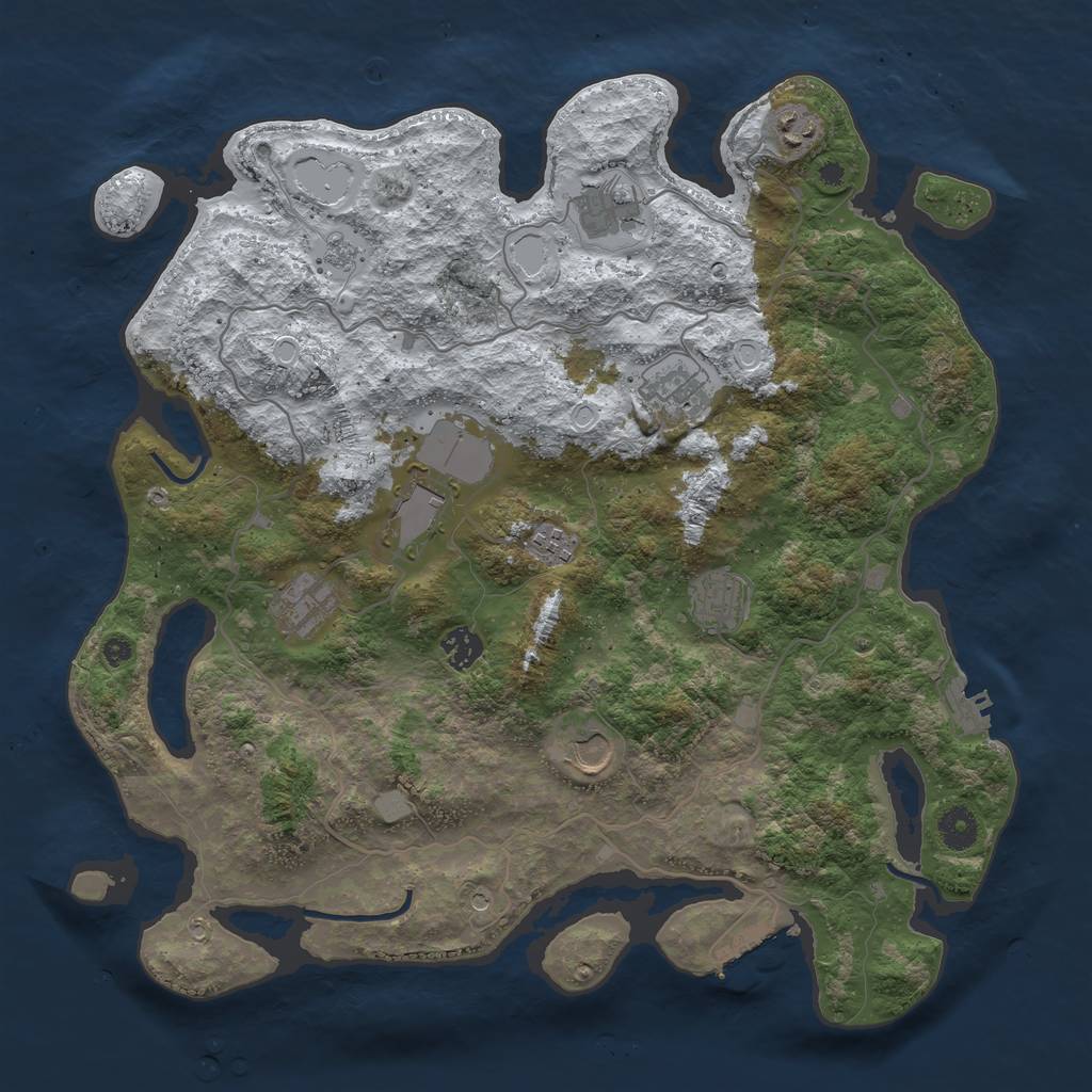 Rust Map: Procedural Map, Size: 4000, Seed: 1616161616, 18 Monuments