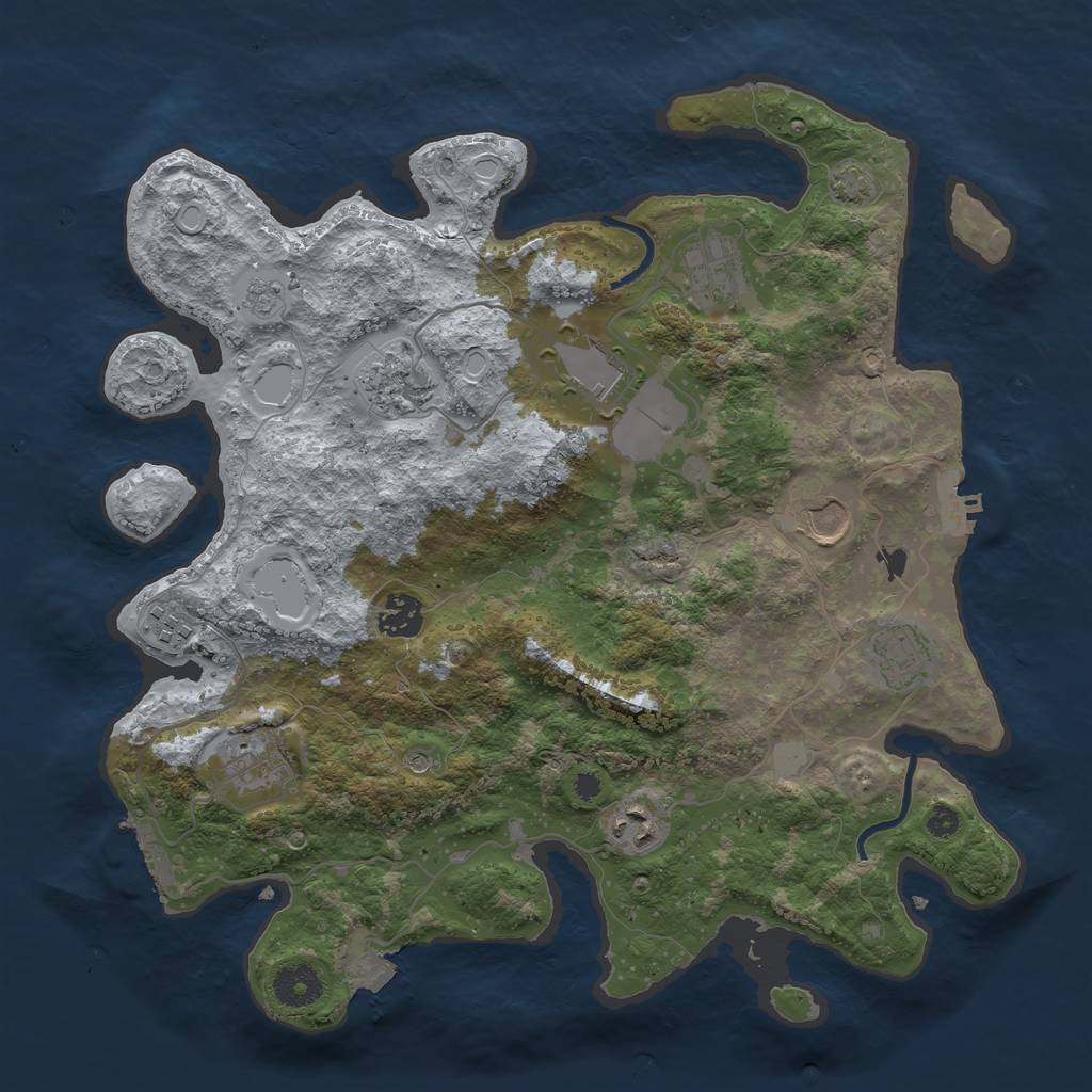 Rust Map: Procedural Map, Size: 3600, Seed: 1052038291, 17 Monuments