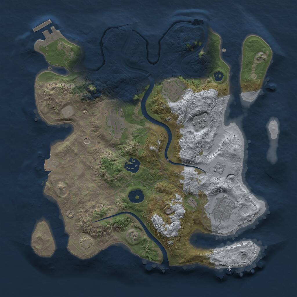 Rust Map: Procedural Map, Size: 3000, Seed: 41124894, 10 Monuments