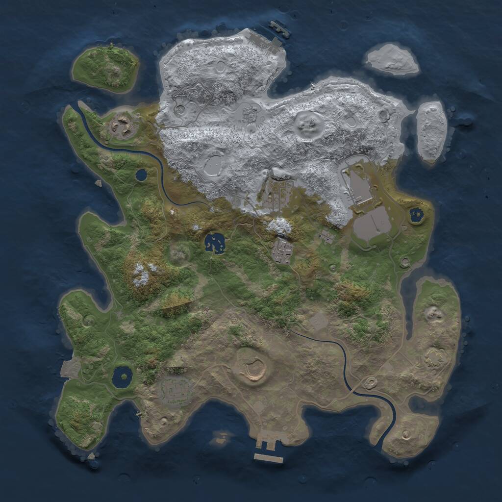 Rust Map: Procedural Map, Size: 3500, Seed: 343058, 13 Monuments