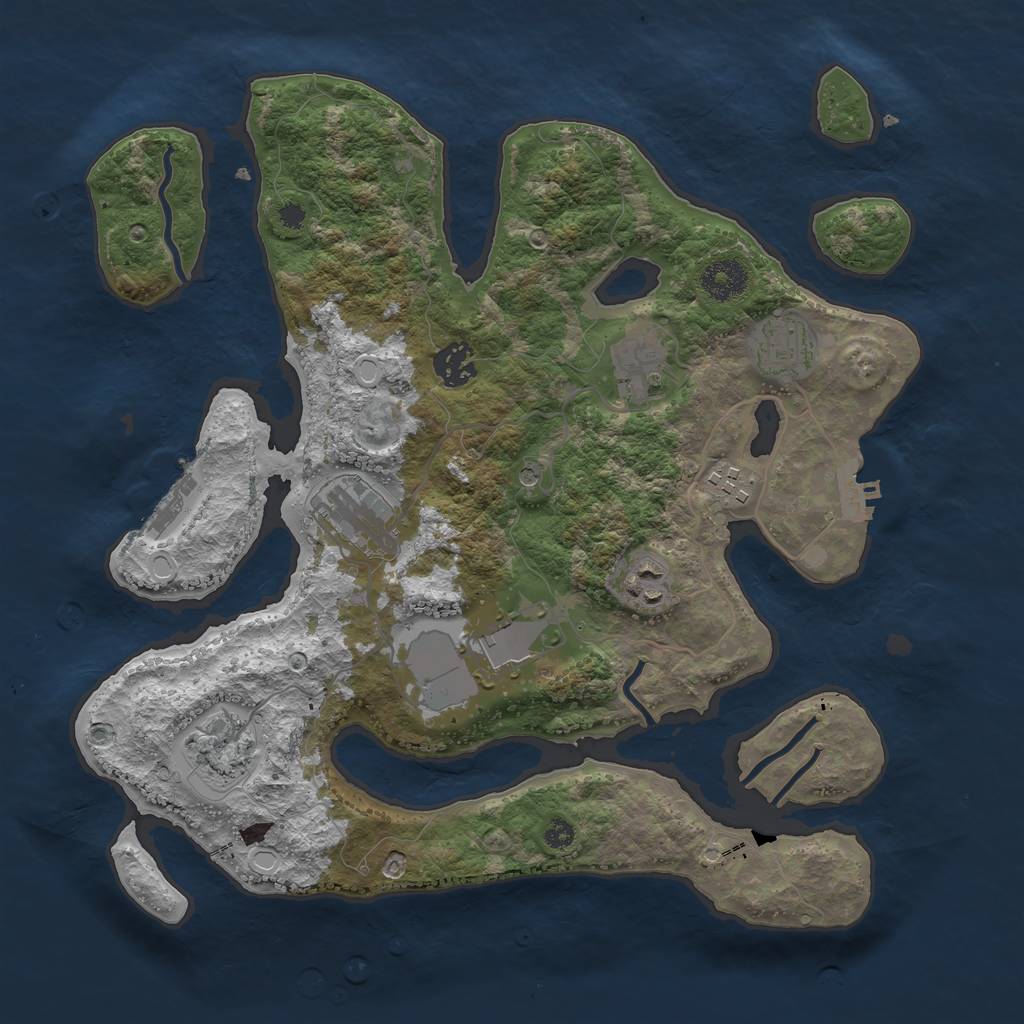 Rust Map: Procedural Map, Size: 3500, Seed: 1732704013, 16 Monuments